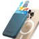 Sinjimoru Pull Eject Magnetic Wallet for iPhone Vegan Leather Magnetic Card Holder Compatible with MagSafe Wallet MPull Tab Wallet Marine Blue