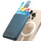 Sinjimoru Pull Eject Magnetic Wallet for iPhone Vegan Leather Magnetic Card Holder Compatible with MagSafe Wallet MPull Tab Wallet Marine Blue