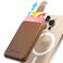 Sinjimoru Pull Eject Magnetic Wallet for iPhone Vegan Leather Magnetic Card Holder Compatible with MagSafe Wallet MPull Tab Wallet Brown