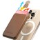 Sinjimoru Pull Eject Magnetic Wallet for iPhone Vegan Leather Magnetic Card Holder Compatible with MagSafe Wallet MPull Tab Wallet Brown