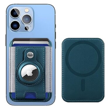 Miroddi MagSafe AirTag Holder Card Holder for iPhone 15141312 Series Leather Wallet with RFID Protection Blue
