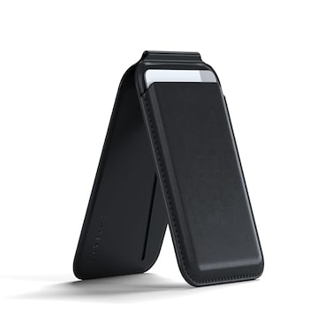 Satechi Magnetic Magsafe Wallet Double Flap Stand Card Holder 4 Slots with Front NFC PassThrough Adjustable Phone Attachment for iPhone 171615141312 Travel Accessory Black