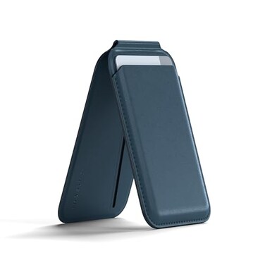 Satechi Magnetic Magsafe Wallet Double Flap Stand Card Holder 4 Slots with Front NFC PassThrough Adjustable Phone Attachment for iPhone 171615141312 Travel Accessory Dark Blue