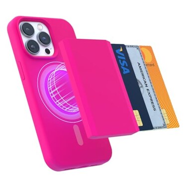 FELONY CASE Neon Pink MagSafe Wallet Magnetic Card Holder Designed for iPhone Air 17 16 iPhone 15 iPhone 14 iPhone 13 iPhone 12 Pro Pro Max Mini and Plus Fits 3 Cards