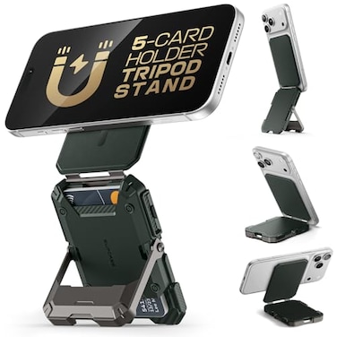 SUPCASE for MagSafe Wallet with Stand Magnetic Wallet for Men Hold 5 Cards Adjustable Stand RFID Blocking Phone Stand Credit Card Holder Tripod for iPhone 171615141312 Series Guldan