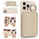 SunYoo Compatible with MagSafe WalletMagnetic Phone Wallet Card Holder for iPhone 1716 Pro Max15 plus14 Pro1312 SeriesPU Leather Zipper Pocket Adjustable StandBeige