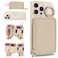 SunYoo Compatible with MagSafe WalletMagnetic Phone Wallet Card Holder for iPhone 1716 Pro Max15 plus14 Pro1312 SeriesPU Leather Zipper Pocket Adjustable StandBeige