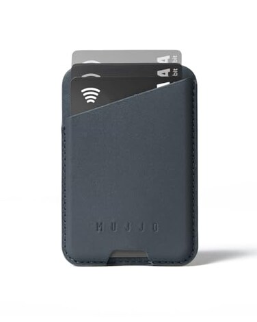 Mujjo Full Leather Magnetic Wallet for iPhone ThreeCard EasyAccess Design Made from Luxurious Leather Microfiber Slim Secure Design Basalt