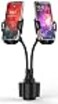 CAVIANA Dual Phone Holder for Car Cup Holder Long Flexible Neck 360 Rotatable Car Phone Mount Adjustable Cell Cup Holder Universal Size Fits 2 iPhone Samsung GPS and More Cradle