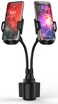 CAVIANA Dual Phone Holder for Car Cup Holder Long Flexible Neck 360 Rotatable Car Phone Mount Adjustable Cell Cup Holder Universal Size Fits 2 iPhone Samsung GPS and More Cradle