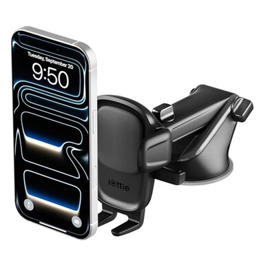 iOttie Easy One Touch Signature Dashboard Windshield Universal Car Mount Phone Holder Desk Stand with Suction Cup Base and Telescopic Arm for iPhone Samsung Google More Smartphones