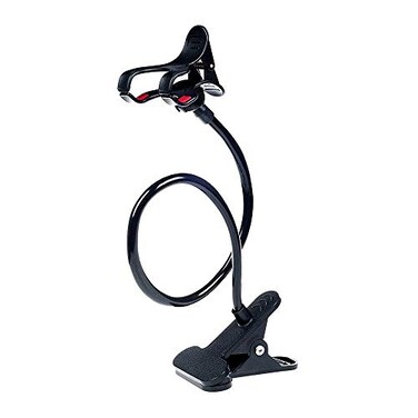 ITART Plastic Flexible Long Arms Gooseneck Clip Clamp Stand Universal Cell Phone Holder Black