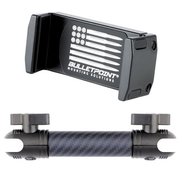Bulletpoint Dash Mount Cell Phone Holder with 7cm Carbon Fiber Kevlar Mounting Arm Compatible with iPhone and Android Smartphones Fits 20mm 0787 inches Attachment Ball