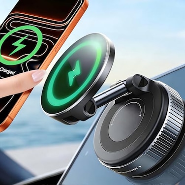 Jkoailiwi 2026 Upgraded for Magsafe Car Mount Charger 15W Fast Wireless Charging Suction Cup Phone Mount Magnetic Phone Holder for DashboardWindshield Compatible with iPhone 1217 All Phones