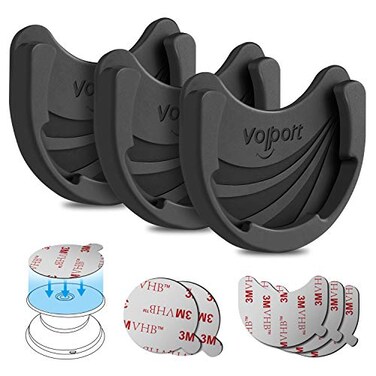 volport Car Mounts for Socket Grips 3 Pack Pops Silicone Phone Holder for Collapsible Expanding Stand Swappable Socket Users with Base Adhesive Replacement Stick on Wall Dashboard Mirror Home Black