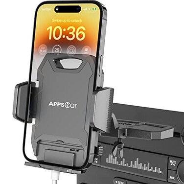 APPS2Car Sturdy CD Slot Phone Mount with One Hand Operation Design HandsFree Car Phone Holder Universally Compatible with All iPhone Android Cell Phones for Smartphone Mobile