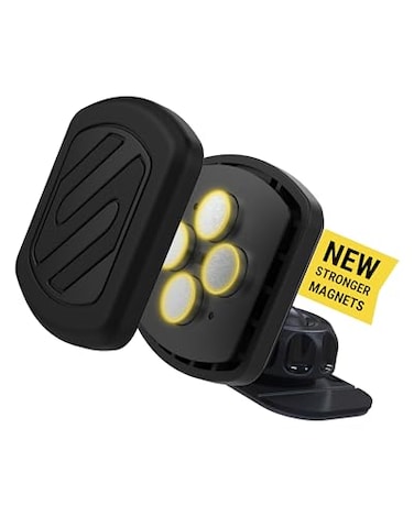 Scosche Magnetic Phone Holder for Car Dashboard with Extra Strong Magnet Thick Metal Plate 360 Rotation Secure Cell Phone Car Mount for Large Phones Compatible with iPhone Samsung Not MagSafe