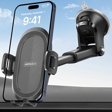 APPS2Car Car Phone Mount with Suction Cup Universal Windshield Dashboard Holder with Sticky Gel Pad Compatible with iPhone 1716151413 Samsung Most Smartphones