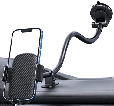 Qifutan Phone Holder 14Inch Long Arm Windshield Car Cell Phone Holder AntiShake Stabilizer Automobile Mount for iPhone Android Smartphones