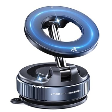 Jkoailiwi Vacuum Magnetic Car Phone Mount 118LBS Nano Gel Suction Cup 360 Adjustable Compatible with Magsafe iPhone 1217 Air Pro Max Car Phone Holder for Dashboard Windshield Textured Surfaces
