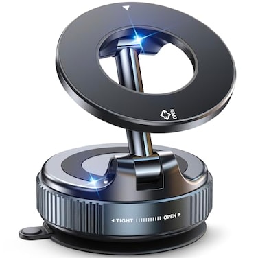 Jononser Magnetic Suction Cup Phone Mount for Magsafe 360 Adjustable Magnetic Car Phone Holder Pocket Size Foldable Car Mount Cell Phone Holders for Your Car for iPhone 17 16 15 14 13 12 Series