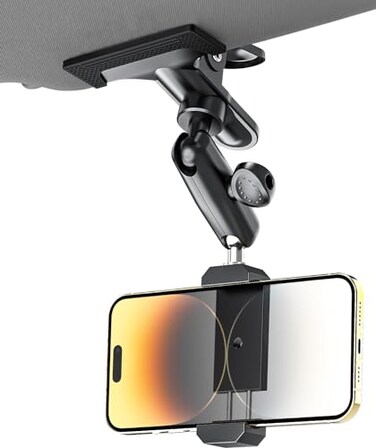 Dosvsi Sun Visor Car Phone Mount Upgraded Durable All Metal Cell Phone Holder for Car Visor 360 Adjustable Steering Wheel Clip for iPhone 16 15 14 13 Pro Max Glalaxy S A Serie Z Flip47 Phone