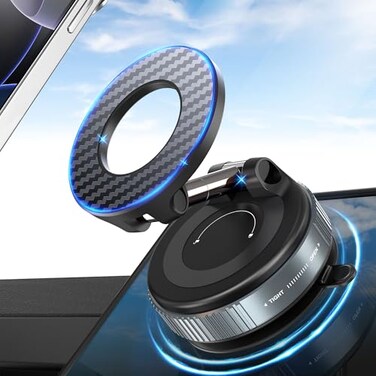 PlusAcc Vacuum Magnetic Phone Holder for Car Suction Cup Phone Mount for MagSafe 360Rotatable Strong Magnet Stand for iPhone 16151413 in Smooth Surface No Charging