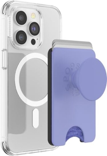 PopSockets Phone Wallet for MagSafe Phone Card Holder with Grip Purple Deep Periwinkle
