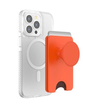 PopSockets Phone Wallet for MagSafe Phone Card Holder with Grip Orange Persimmon