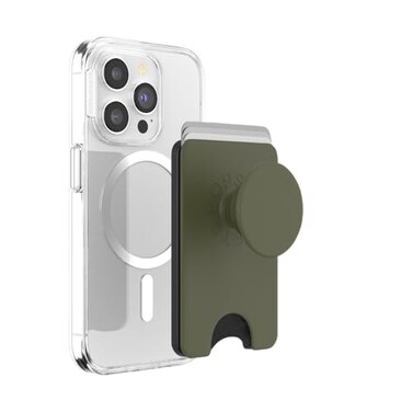 PopSockets Phone Wallet for MagSafe Phone Card Holder with Grip Green Fatigue