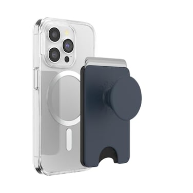 PopSockets Phone Wallet for MagSafe Phone Card Holder with Grip Blue Navy