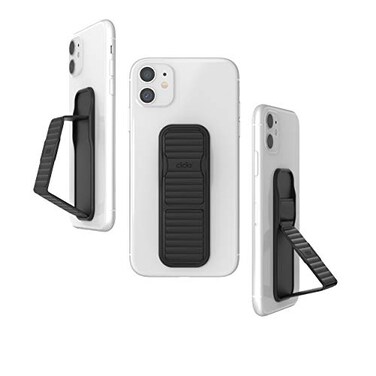 CLCKR Cell Phone Grip and Expanding Stand Universal Phone Grip Holder for iPhone 15 Pro Pro Max Plus 14 13 Models Samsung Phones Tablets and More Pebbled Lines Black