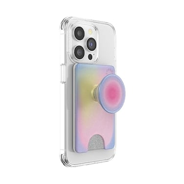 PopSockets Adhesive Phone Wallet and Card Holder with Grip Purple Aura