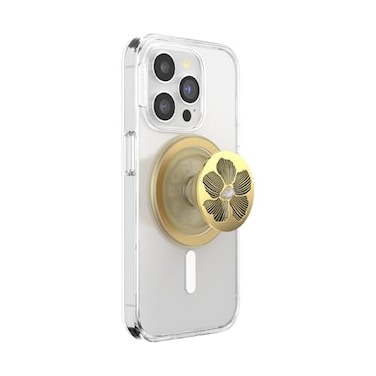 PopSockets Phone Grip for MagSafe Magnetic Holder Phone Stand Gold Mae Flower wPearl