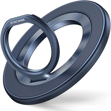 SYNCWIRE Magnetic Phone Ring Holder for MagSafe 360 Rotation Cell Phone Grip Stand Finger Ring Kickstand TwoSided Magnet Compatible with iPhone 17 Pro Max 16 15 14 13 12 MagSafe Accessories