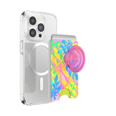 PopSockets Phone Wallet for MagSafe Phone Card Holder with Grip Rainbow Boca Palm
