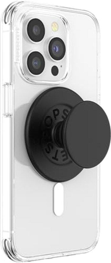 PopSockets Phone Grip for MagSafe with Kickstand Magnetic Stand Swappable Top Secure Hold for iPhone MagSafe Cases Phone Tablet Grip Plant Based Black