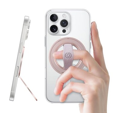 EWA MagOne 3rd Gen Compatible with MagSafe Phone Grip Stand with Finger Strap Removable Magnetic Ring Holder Kickstand Loop for iPhone 171615141312 Series Pink