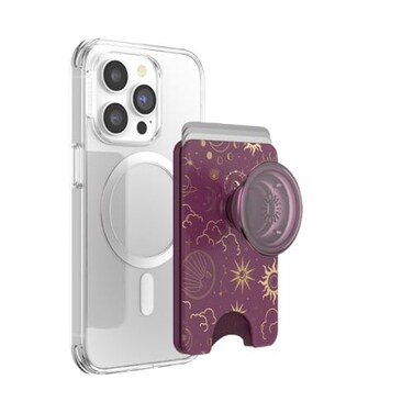 PopSockets Phone Wallet for MagSafe Phone Card Holder with Grip Celestial Celestial Mauve