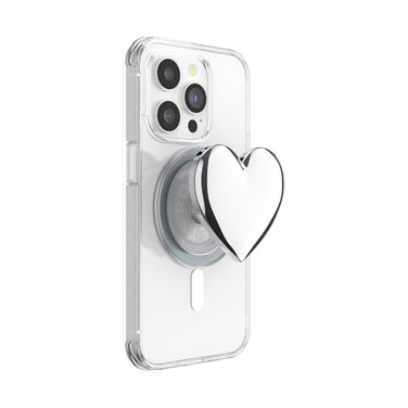 PopSockets Phone Grip for MagSafe Magnetic Holder Phone Stand Silver Heart of Silver Silver PopOut