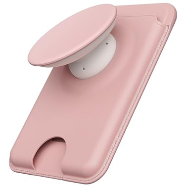 Sinjimoru for MagSafe Phone Grip Compatible with MagSafe wallet Soft Magnetic Finger Grip with 3 Card Holder for iPhone MTap Tok Wallet Pink