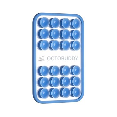 OCTOBUDDY Mirror OG Suction Cup Phone Mount Silicone Suction Grip Mobile Holder with Builtin Mirror HandsFree Selfies and Videos Content Creator Accesory 26 x 39 Baby Blue Jay