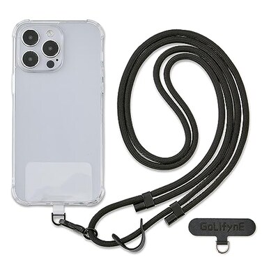 Golifyne Universal Phone Lanyard AntiTheft Crossbody Strap for iPhone 16 Pro Max and Most Smartphones Adjustable Cell Phone Neck Holder w 2 NonAdhesive Tether Tabs for Men and Women BlackBlack