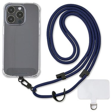 Golifyne Universal Phone Lanyard AntiTheft Crossbody Strap for iPhone 16 Pro Max and Most Smartphones Adjustable Cell Phone Neck Holder w 2 NonAdhesive Tether Tabs for Men and Women NavyBlack