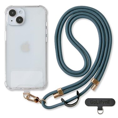 Golifyne Universal Phone Lanyard AntiTheft Crossbody Strap for iPhone 17 Pro Max and Most Smartphones Adjustable Cell Phone Neck Holder w 2 NonAdhesive Tether Tabs for Men and Women TealGold