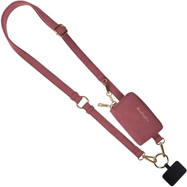 Save the Girls Clip Go Strap Cell Phone Strap with Brushed Vegan Leather Pouch Womens Crossbody Shoulder StrapOn Purse and Removable Wristlet Deep Cream Rose
