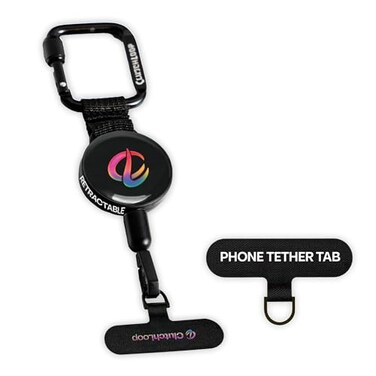 ClutchLoop AntiTheft Phone Tether Universal Adhesive Anchor Retractable Steel Line and Locking Carabiner Secure for Travel Festivals Content Creation Daily Protection