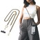 MAGEASY Cell Phone Chain Lanyard Crossbody with Tether Tab Attachment Clip Metal Leather Strap with 360 Rotatable Buckle Adjustable Length Chic RustProof Strap for iPhone Classic Gold
