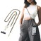 MAGEASY Cell Phone Chain Lanyard Crossbody with Tether Tab Attachment Clip Metal Leather Strap with 360 Rotatable Buckle Adjustable Length Chic RustProof Strap for iPhone Classic Gold