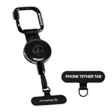 ClutchLoop AntiTheft Phone Tether Universal Adhesive Anchor Retractable Steel Line and Locking Carabiner Midnight
